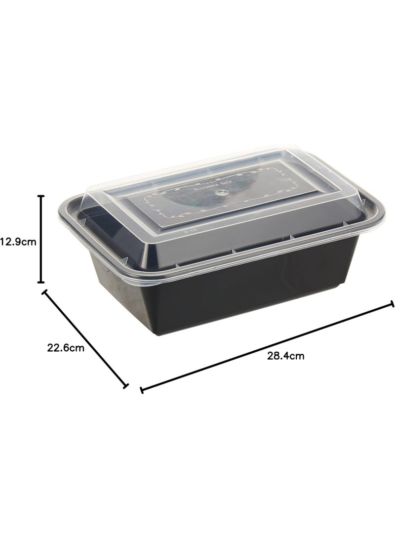 SNH Packing حاوية ميكروويف سوداء مستطيلة مع غطاء سعة 24 أونصة عبوة من 24 قطعة. - Image 2